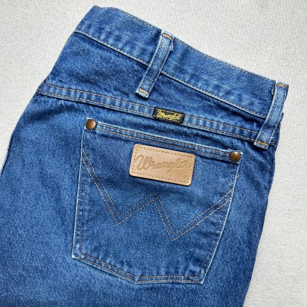 Wrangler Jeans Mens 38x36 Blue Cowboy Cut 13MWZPW Made in USA Distressed
